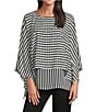 Slim Factor by Investments Gingham Print 3/4 Sleeve Crew Neck Double Layer Top - Image 1
