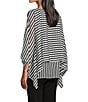 Slim Factor by Investments Gingham Print 3/4 Sleeve Crew Neck Double Layer Top - Image 4