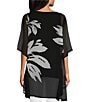 Color:Ikat Floral - Image 2 - Slim Factor by Investments Ikat Floral Print Boat Neck 3/4 Sleeve Lined Tunic