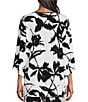 Color:Ikat Flower - Image 2 - Slim Factor by Investments Ikat Floral Print V-Neck 3/4 Sleeve Criss Cross Neck Coordinating Knit Tunic