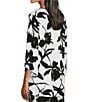 Color:Ikat Flower - Image 5 - Slim Factor by Investments Ikat Floral Print V-Neck 3/4 Sleeve Criss Cross Neck Coordinating Knit Tunic