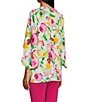 Color:Kaleidoscope Floral - Image 5 - Slim Factor by Investments Kaleidoscope Floral V Neck 3/4 Draped Sleeve Top