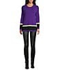 Slim Factor by Investments Madison Crew Neck Long Sleeve Double Stripe Sweater - Image 5