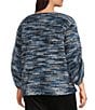 Investments Slim Factor by Investments Plus Alexa Boat Neck 3/4 Sleeve Fuzzy Knit Top, Color:Blue Combo - Image 4
