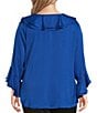 Slim Factor by Investments Plus Corinne V-Neck 3/4 Ruffle Sleeve Blouse - Image 2