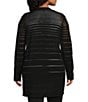 Investments Slim Factor by Investments Plus Long Sleeve Open-Front Mesh Cardigan, Color:Black - Image 2