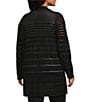 Investments Slim Factor by Investments Plus Long Sleeve Open-Front Mesh Cardigan, Color:Black - Image 4