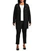 Investments Slim Factor by Investments Plus Long Sleeve Open-Front Mesh Cardigan, Color:Black - Image 5