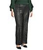 Investments Slim Factor by Investments Plus Ponte Knit No Waist Slim Straight Python Foil Coated Pants, Color:Python Foil - Image 3