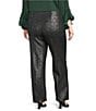 Investments Slim Factor by Investments Plus Ponte Knit No Waist Slim Straight Python Foil Coated Pants, Color:Python Foil - Image 4