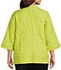 Investments Slim Factor by Investments Plus Size 3/4 Sleeve Open Front Jacquard Jacket, Color:Bright Chartreuse - Image 2