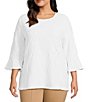 Investments Slim Factor by Investments Plus Size 3/4 Sleeve Ruffle Cuff Top,Specials : American Fashion Style Bags On Sale
