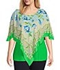 Color:Belle Floral Scarf - Image 1 - Slim Factor by Investments Plus Size Belle Floral Scarf Mia Poncho Top