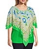 Color:Belle Floral Scarf - Image 3 - Slim Factor by Investments Plus Size Belle Floral Scarf Mia Poncho Top