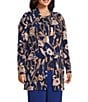 Investments Slim Factor by Investments Plus Size Bellwether Blue Long Sleeve Open-Front Cardigan, Color:Bellwether Blue/Falling Foliage - Image 3