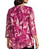 Investments Slim Factor by Investments Plus Size Kiki Blur Print Crew Neck Long Sleeve Ruffled Hem Lined Top, Color:Magenta Purple Blur - Image 4