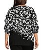 Color:Cascade Ikat - Image 2 - Slim Factor by Investments Plus Size Cascade Ikat Print Crew Neck 3/4 Tier Sleeve Top