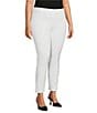 Investments Slim Factor by Investments Plus Size Ponte Knit No-Waist Ankle Pants, Color:White - Image 3