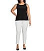 Investments Slim Factor by Investments Plus Size Ponte Knit No-Waist Ankle Pants, Color:White - Image 5