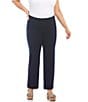 Investments Slim Factor by Investments Plus Size Ponte Knit No Waist Slim Straight Pants, Color:Navy - Image 1