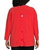 Investments Slim Factor by Investments Plus Size Crew Neckline High-Low Hem Back Button Top, Color:Poppy Red - Image 2