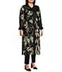 Color:Organic Petal Placement - Image 3 - Slim Factor by Investments Plus Size Floral Placement Print Long Sleeve Point Collar Button Front Duster