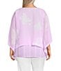 Slim Factor by Investments Plus Size Floral Print Chiffon 3/4 Sleeve Crew Neck Double Layer Top - Image 2