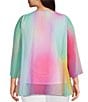 Color:Gradient Hues - Image 2 - Slim Factor by Investments Plus Size Gradient Hues Print 3/4 Sleeve Faux Cardigan Blouse