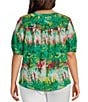 Investments Slim Factor By Investments Plus Size Julia Simply Green Multi Tie Dye Print V-Neck Short Sleeve Top, Color:Simply Green Multi Tie-Dye - Image 2