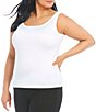 Color:White - Image 1 - Slim Factor by Investments Plus Size Lexi Scoop Neck Sleeveless Soft Stretch Tank Top
