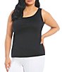 Color:Black - Image 1 - Slim Factor by Investments Plus Size Lexi Scoop Neck Sleeveless Soft Stretch Tank Top