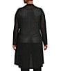 Color:Black - Image 2 - Slim Factor by Investments Plus Size Open-Front Long Sleeve Mesh Cardigan