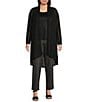Color:Black - Image 3 - Slim Factor by Investments Plus Size Open-Front Long Sleeve Mesh Cardigan