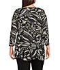 Slim Factor by Investments Plus Size Kiki Paisley Print Crew Neck Long Sleeve Ruffled Hem Lined Top - Image 2