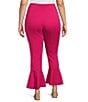 Color:Magenta - Image 2 - Slim Factor by Investments Plus Size Ponte Front Slit Ruffle Kick Flare Pants