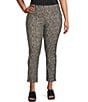 Color:Abstract Crackle - Image 1 - Slim Factor by Investments Plus Size Ponte Knit Abstract Crackle Print No-Waist Ankle Pants