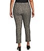 Color:Abstract Crackle - Image 2 - Slim Factor by Investments Plus Size Ponte Knit Abstract Crackle Print No-Waist Ankle Pants