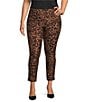 Investments Slim Factor by Investments Plus Size Ponte Knit No-Waist Ankle Leopard Pants, Color:Rawhide/Black Leopard - Image 1