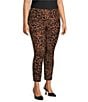Investments Slim Factor by Investments Plus Size Ponte Knit No-Waist Ankle Leopard Pants, Color:Rawhide/Black Leopard - Image 3