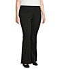 Investments Slim Factor by Investments Plus Size Ponte Knit No Waist Flare Leg Pants, Color:Black - Image 3