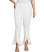 Color:White - Image 1 - Slim Factor by Investments Plus Size Ponte Knit Ruffle Front Slit Kick Flare Pants