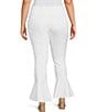 Color:White - Image 2 - Slim Factor by Investments Plus Size Ponte Knit Ruffle Front Slit Kick Flare Pants