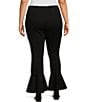 Color:Black - Image 2 - Slim Factor by Investments Plus Size Ponte Knit Ruffle Front Slit Kick Flare Pants