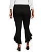 Color:Black - Image 2 - Slim Factor by Investments Plus Size Ponte Knit Wide Waistband Flared Ruffle Pants