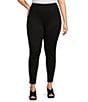Color:Black - Image 1 - Slim Factor by Investments Plus Size Ponte Knit Wide Waistband Leggings