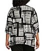 Color:Brushed Stripe - Image 2 - Slim Factor by Investments Plus Size Printed V-Neck 3/4 Sleeve Rib Trim Knit Tunic