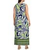 Investments Slim Factor by Investments Plus Size Royal Blue Aloha Border Print Sleeveless Crew Neck Maxi Dress, Color:Royal Blue/Aloha Border - Image 4