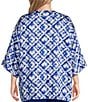 Color:Royal Tie Dye - Image 2 - Slim Factor by Investments Plus Size Royal Tie Dye 3/4 Sleeve Kimono