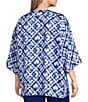Color:Royal Tie Dye - Image 3 - Slim Factor by Investments Plus Size Royal Tie Dye 3/4 Sleeve Kimono