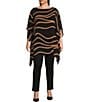 Color:Safari Wave - Image 3 - Slim Factor by Investments Plus Size Waves Print Boat Neck 3/4 Sleeve Lined Tunic